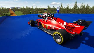 F1 Ferrari F1000 2020 Vettel vs Lemans Race Cars at Hot Wheels Track [upl. by Kralc]