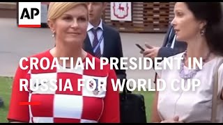 Croatian president in Russia for World Cup match [upl. by Chane651]