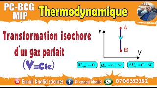 Transformation isochore travail W chaleur Q et énergie interne U [upl. by Demetria535]