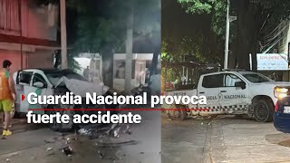 Cinco agentes de la Guardia Nacional provocan violento choque en Villahermosa iban bebiendo [upl. by Arel]