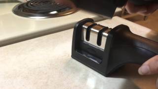 How to use a knife sharpener demonstration [upl. by Ellenad]