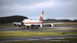 Boeing 747SP takeoff Prestwick Scotland [upl. by Nohpets]