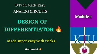 Design of Differentiator ckt Analog circuits PYQ Module 1 [upl. by Anyah585]