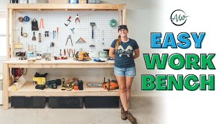 How To Build A Workbench For Your Garage  Easy 2x4 DIY [upl. by Anelahs]