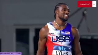 Mens 4x100m Relay Final  Noah Lyles In A Blistering Finish For USA [upl. by Oibesue]