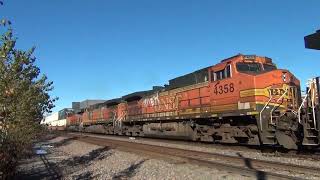 BNSF 7020 Leads WB Stacktrain Olathe KS 11924 [upl. by Iva129]