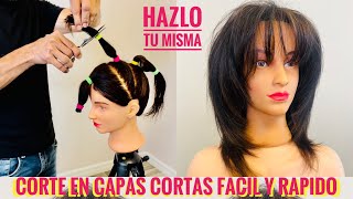 Corte en Capas Cortas Facil y Rapido Hazlo Tu Misma [upl. by Nyliram]