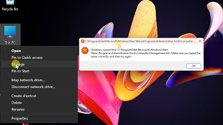 How to fix Manage not working problem when right clicking on this PC on windows 11 [upl. by Forkey]