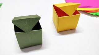 Origami Box with Lid How to make Origami box  Easy step by step tutorial paper box project [upl. by Pepe407]