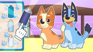 BABY PETS 🐶💙 Kira and Max dress up as Bluey and Bingo [upl. by Erodasi]