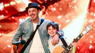 FatherSon Singing Duo Win Simon Cowells GOLDEN BUZZER with Original Family Song [upl. by Sievert319]