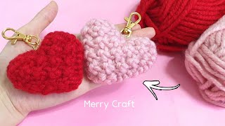 Little easy heart making with wool  Handmade heart crafts  How to make yarn heart  DIY Keychain [upl. by Leira]