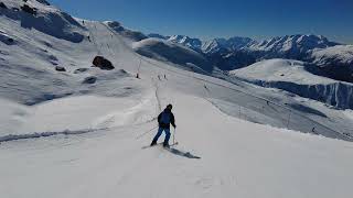 Skiing in Alpe dHuez Dôme des Rousses 2810m to lEnversin 1130m [upl. by Lyns340]