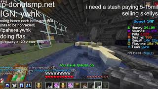 playing Donut Smp LIVE RATING BASESBUYING STASHES I NEED A STASH BADLY [upl. by Kiele]