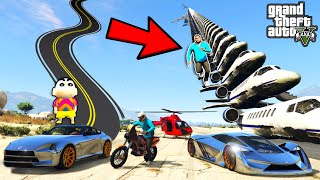 Franklin Testing Bikes vs MASSIVE Speed Bumps in GTA 5  SHINCHAN and CHOP [upl. by Aderb]