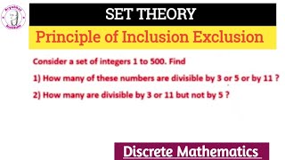 Principle of inclusion and exclusion  Principle of inclusion and exclusion discrete mathematics [upl. by Lilaj]