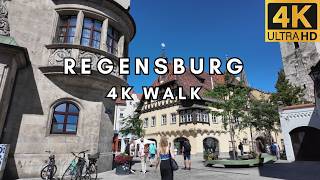 Regensburg Germany 4K 60fps walking tour  From Roman Fort to Modern City [upl. by Mylan]