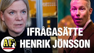 Kritikstorm mot Magdalena Andersson efter ord om Henrik Jönsson [upl. by Marla]