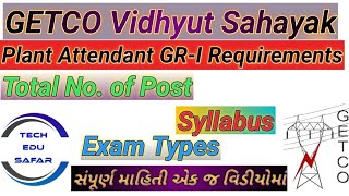 GETCO Requirements 2024Plant Attendant GRIVidhyut Sahayak Bharti 2024GETCO [upl. by Esinereb]