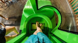 Extreme TRAPDOOR Water Slide quotWolf Tailquot  Great Wolf Lodge SoCal [upl. by Amerd]