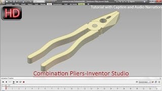 Combination PliersInventor StudioAutodesk Inventor with caption and audio narration [upl. by Aikan]