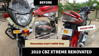 2010 CBZ Xtreme Renovatedएकदम नयी शोरूम कंडिशन बन गयी😍  Costed ₹ 16000100HERO GENUINE PARTS [upl. by Laenahtan]