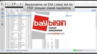 BayBilgin Impex yazılımında Beyanname ve Ekli Listenin tek bir PDF dosyası olarak kaydedilmesi [upl. by Anikal]