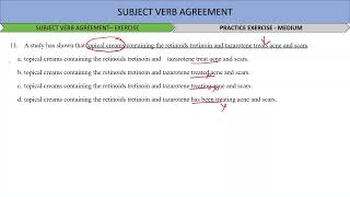 SUBJECT VERB AGREEMENT MEDIUM LEVEL  DIFFICULT LEVEL  QUESTIONS  LEARN GRAMMAR EASILY [upl. by Enyrhtac]