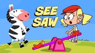 Kids songs  SEE SAW by Preschool Popstars  cartoon childrens music video with animals and pirates [upl. by Darnell]