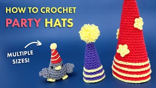 How to Crochet a Birthday Party Hat for Amigurumi  Video Pattern Tutorial [upl. by Nelleyram]