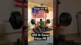 450 lb Squat  168 Beltless Depth Fail [upl. by Aikimat]