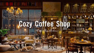 Inviting Coffee Shop with Cozy Jazz Ambiance Overlooking a Beautiful Winter Scene [upl. by Annaiv]