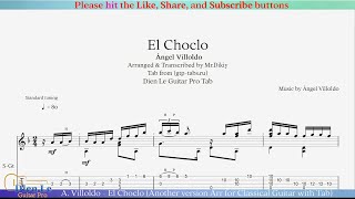 A Villoldo  El Choclo Another version Arr for Classical Guitar with Tab [upl. by Gnos]