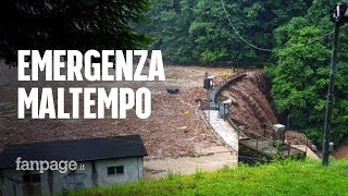 Maltempo in Lombardia esondazioni e frane in Valsassina paura per la diga di Premana [upl. by Nnylekoorb]