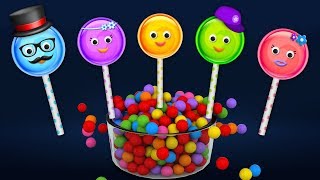 Lollipop Finger Family Song with Surprise Eggs and Color Balls  Daddy Finger Rhyme [upl. by Ecenaj]