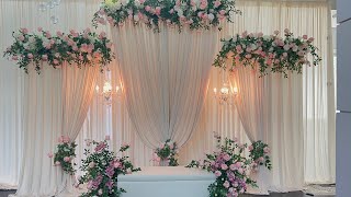 DIY  Beautiful Floral Backdrop Diy  Unique way to drape backdrops part 3 [upl. by Limhaj]