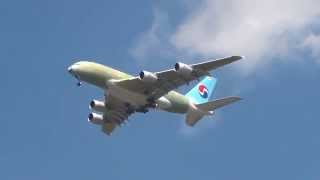 Korean Air Airbus A380 Nr 5 MSN0075 landing approach to hamburg finkenwerder Full HD [upl. by Ariahaj]