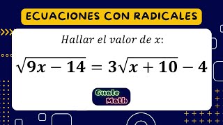 Resolviendo una ecuación con radicales Hallar el valor de X [upl. by Kata]