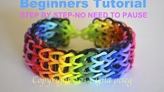 Rainbow LoomMulticolor Triple Single bracelet for beginnersSTEP BY STEP [upl. by Congdon]