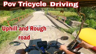 POV Tricycle Driving Honda Tmx 125 alphaUphill and rough road in Bauang La union [upl. by Atived]