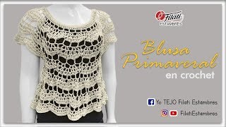 Blusa Primaveral tejida en crochet [upl. by Lihp]