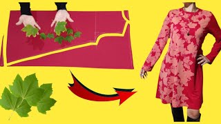 WOW 💥How Can It Be So Easy And Stylish 💥Very Easy Flared Dress Cutting and Sewing [upl. by Clercq]