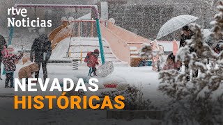 BORRASCA JUAN Las NEVADAS causan PROBLEMAS en CARRETERAS de SORIA y ZARAGOZA  RTVE Noticias [upl. by Hanway]