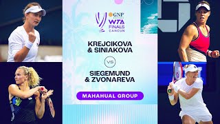 KrejcikovaSiniakova vs SiegemundZvonareva  2023 WTA Finals Group Stage  WTA Match Highlights [upl. by Ginelle]