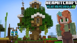 Hermitcraft 9 Treehouse Starter Base Episode 1 [upl. by Ralip]