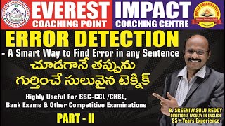 SSCCGL TIER 2  2017 18th FEB 2ND SHIFT 2018 ERROR DETECTION QUESTIONS SREENIVASULU REDDY SIR [upl. by Seow583]