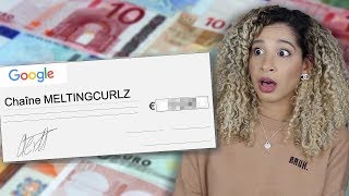 MA PREMIÈRE PAYE YOUTUBE  COMBIEN JAI GAGNÉ [upl. by Frohman575]