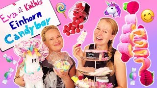 UNICORN CANDY BAR selber machen  Eva amp Kathis Einhorn DIY Süßigkeiten Bar für Partys amp Geburtstag [upl. by Nayrb421]