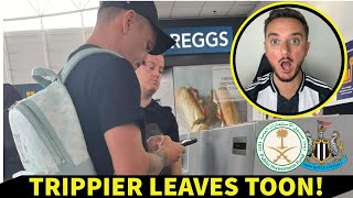 Kieran Trippier DEPARTS Newcastle Airport Amid Saudi Rumours  Miguel Almiron Close To Follow [upl. by Alidis898]