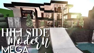 Bloxburg Hillside Modern Mega Mansion 220kI No large plot amp No Advanced Placing  HouseSpeedBuild [upl. by Wilden]